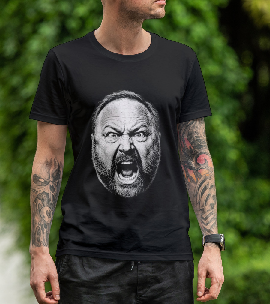 Alex Jones Intense Expression Battle Cry T-Shirt
