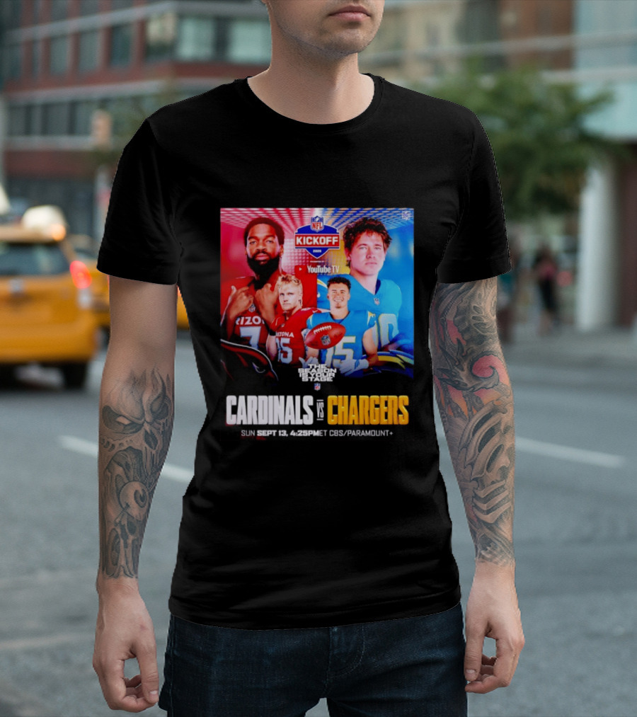 Cardinals Vs Chargers NFL Kickoff 2026 YouTube TV CBS Paramount September 13 T-Shirt