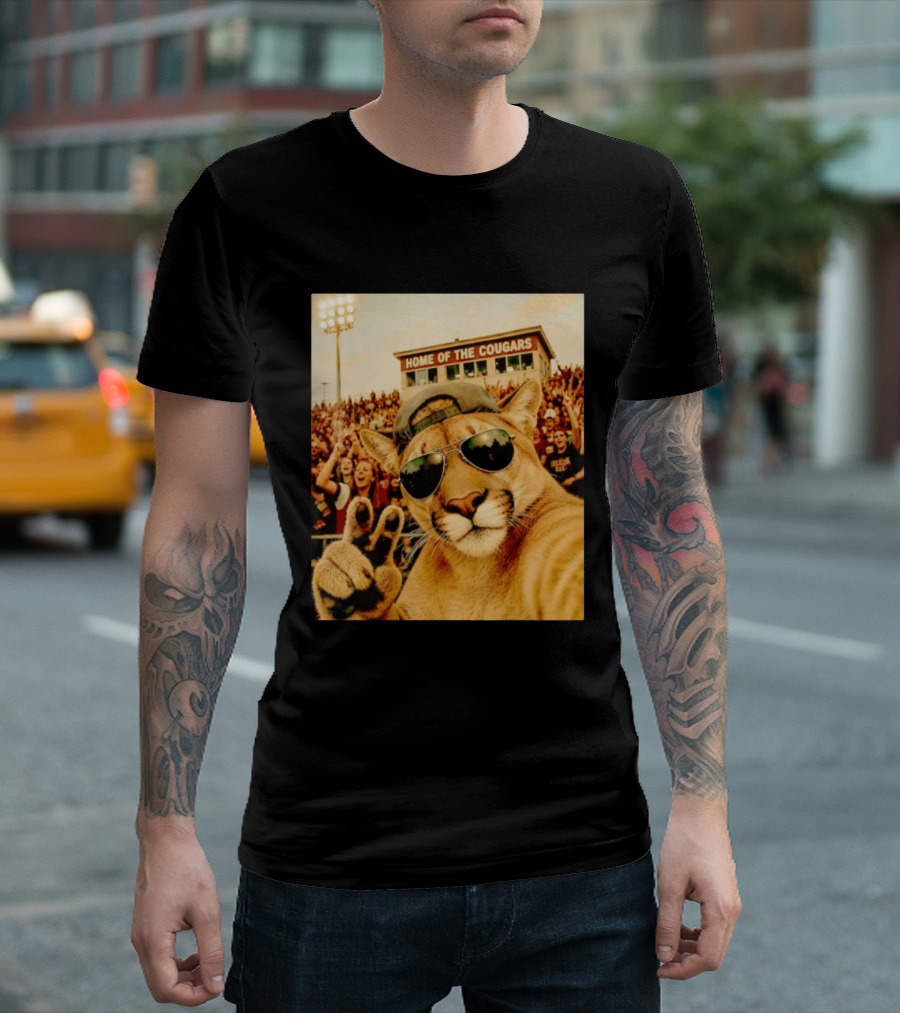 Cougar Selfie Home Of The Cougars Game Day Crowd T-Shirt