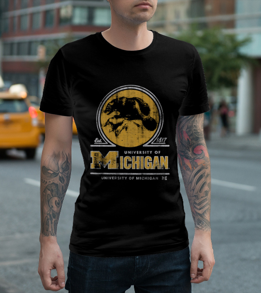 University Of Michigan Est 1817 Wolverine Michigan Wolverines Map T-Shirt