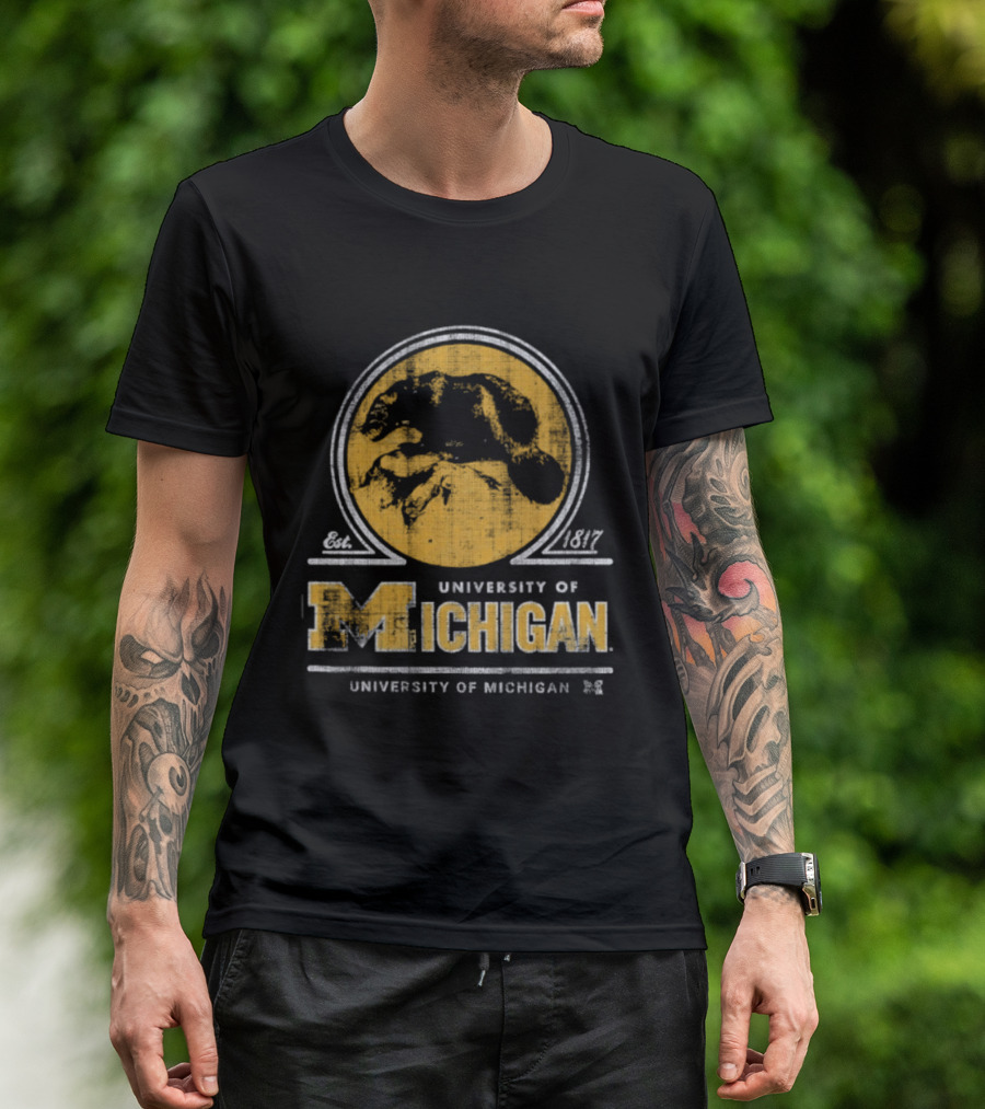 University Of Michigan Est 1817 Wolverine Michigan Wolverines Map T-Shirt