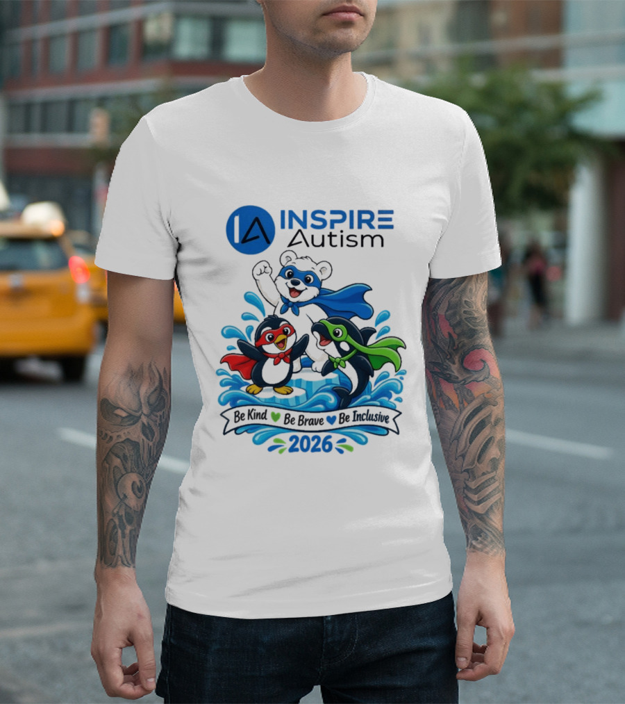 Inspire Autism Hero Walk 2026 Be Kind Brave Inclusive T-Shirt