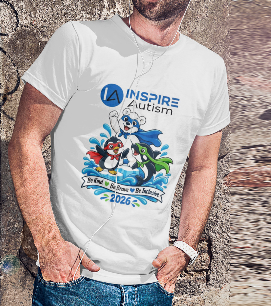 Inspire Autism Hero Walk 2026 Be Kind Brave Inclusive T-Shirt