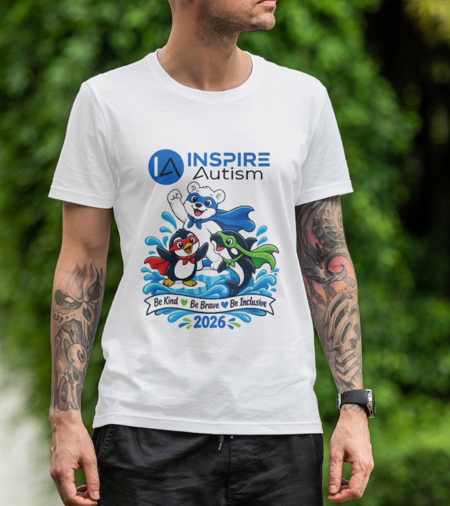 Inspire Autism Hero Walk 2026 Be Kind Brave Inclusive T-Shirt