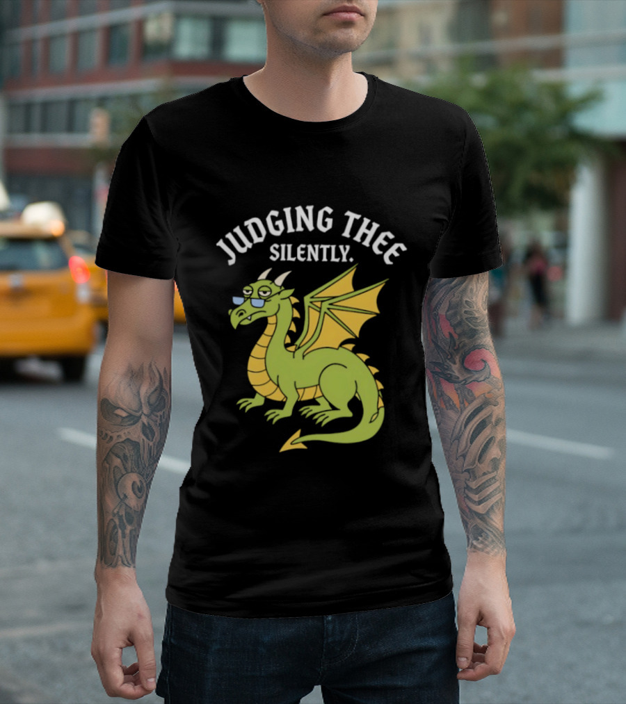 Judging Thee Silently Dragon With Sunglasses T-Shirt