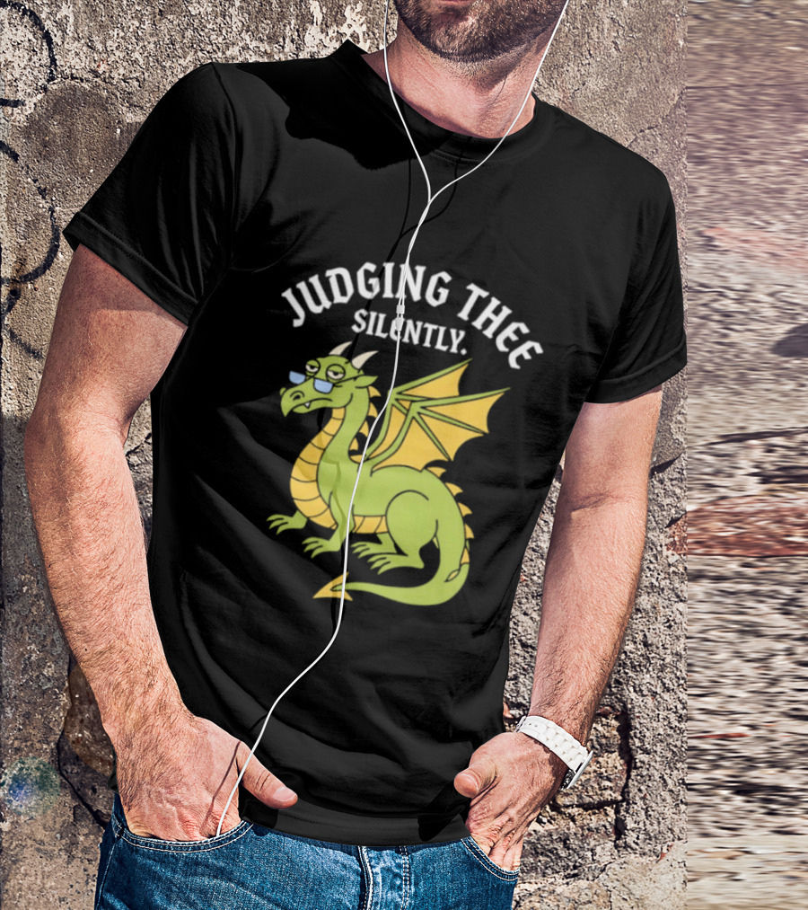 Judging Thee Silently Dragon With Sunglasses T-Shirt