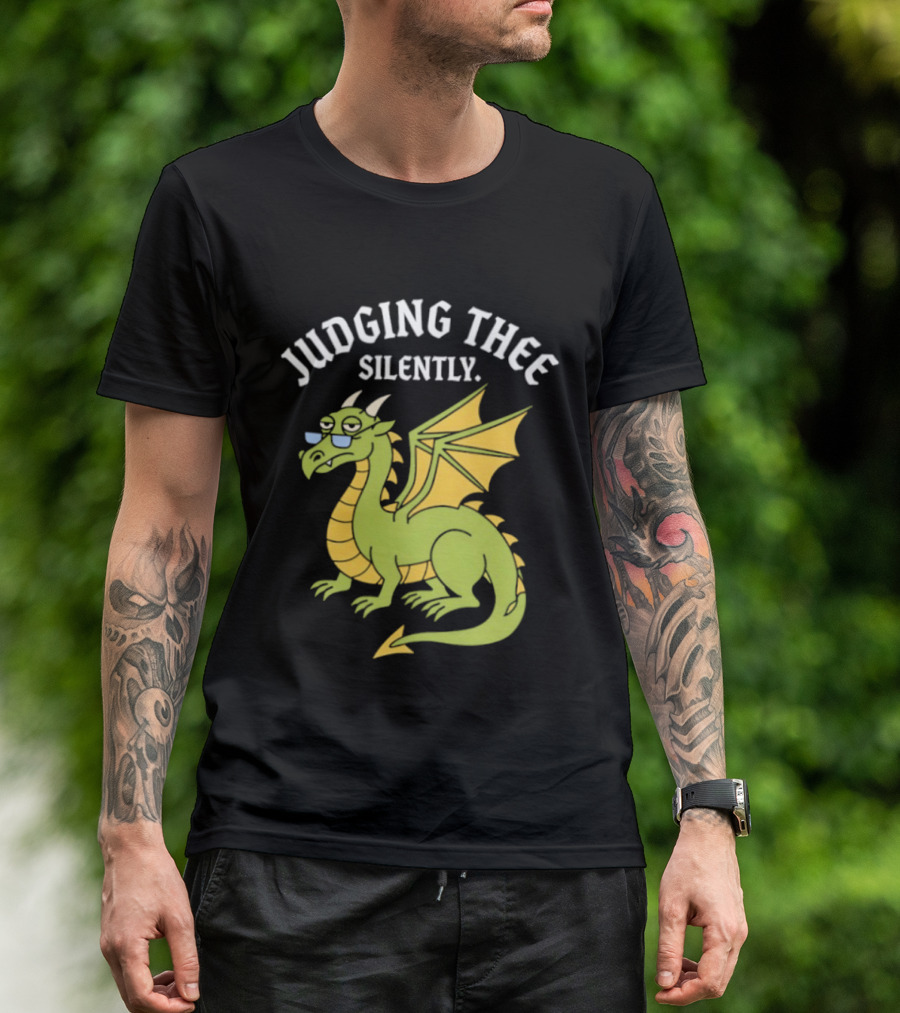 Judging Thee Silently Dragon With Sunglasses T-Shirt