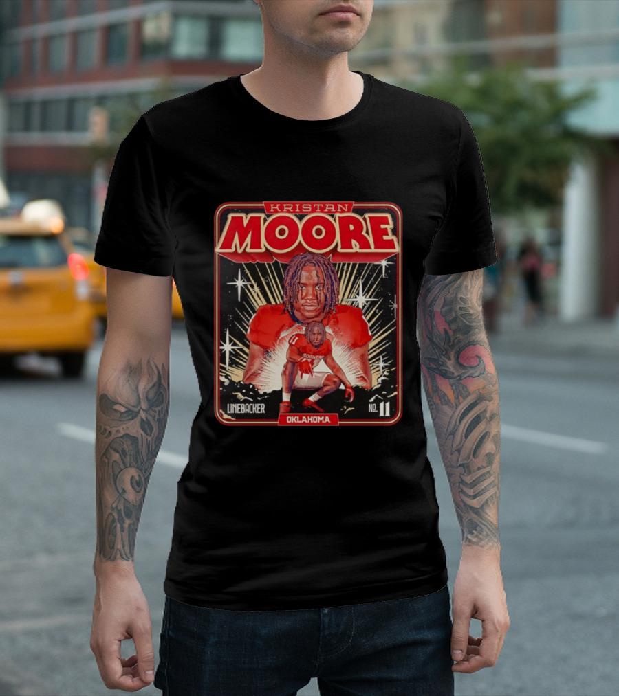 Kristan Moore Linebacker 11 Oklahoma Sooners Football T-Shirt