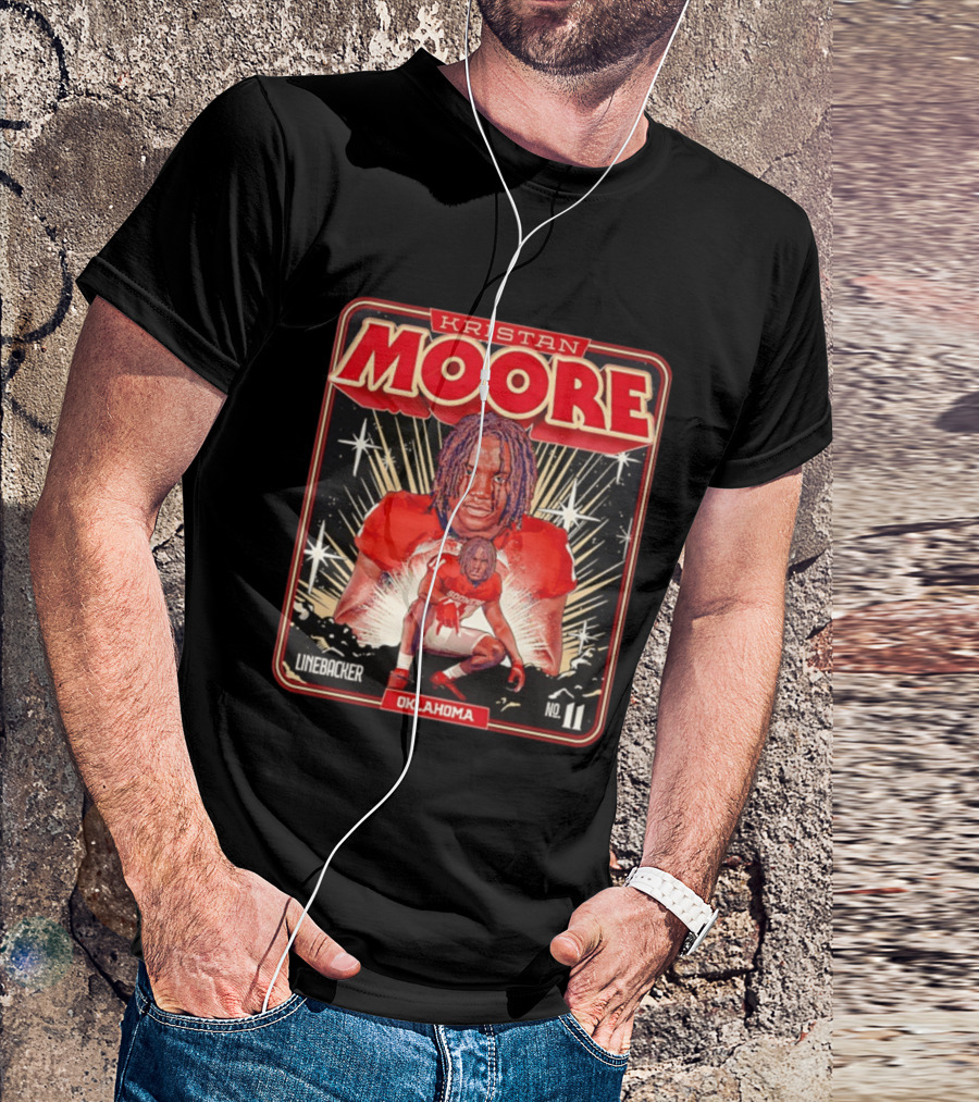 Kristan Moore Linebacker 11 Oklahoma Sooners Football T-Shirt