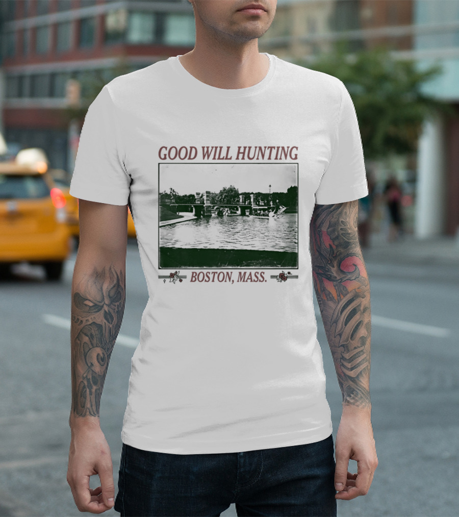 Good Will Hunting Boston Mass Matt Damon Urban River Scene T-Shirt