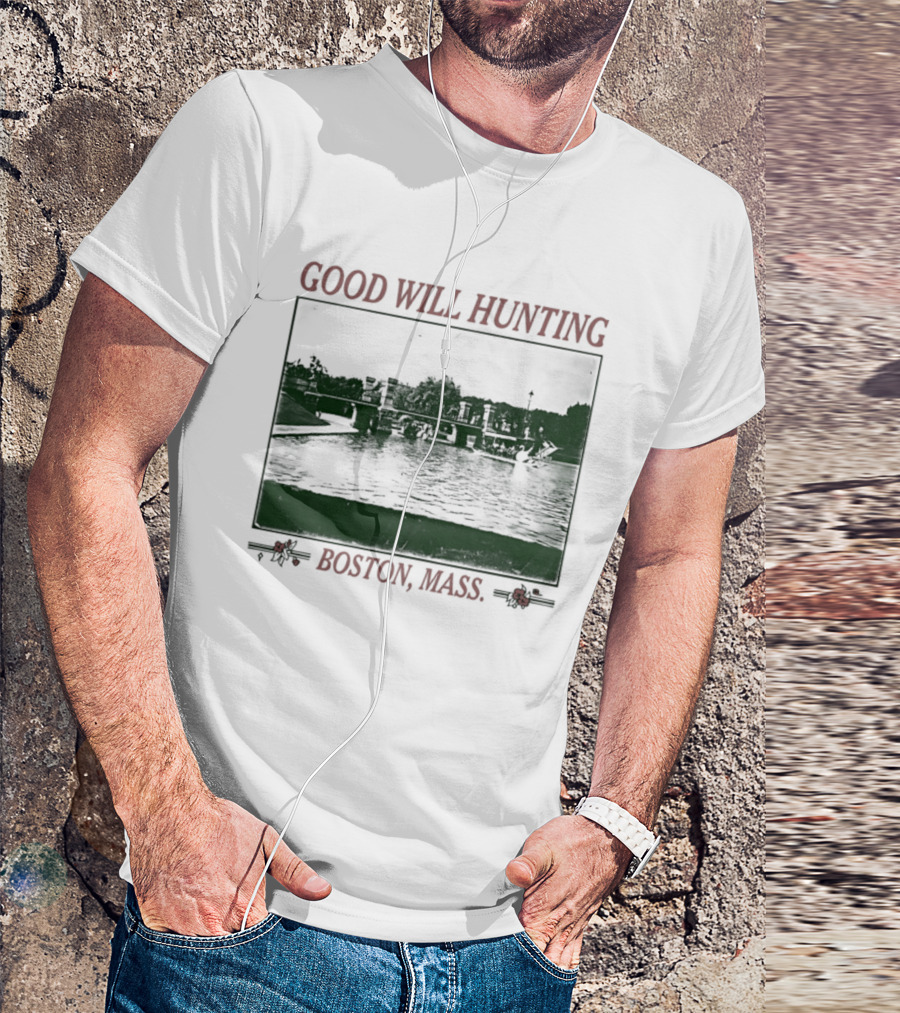 Good Will Hunting Boston Mass Matt Damon Urban River Scene T-Shirt