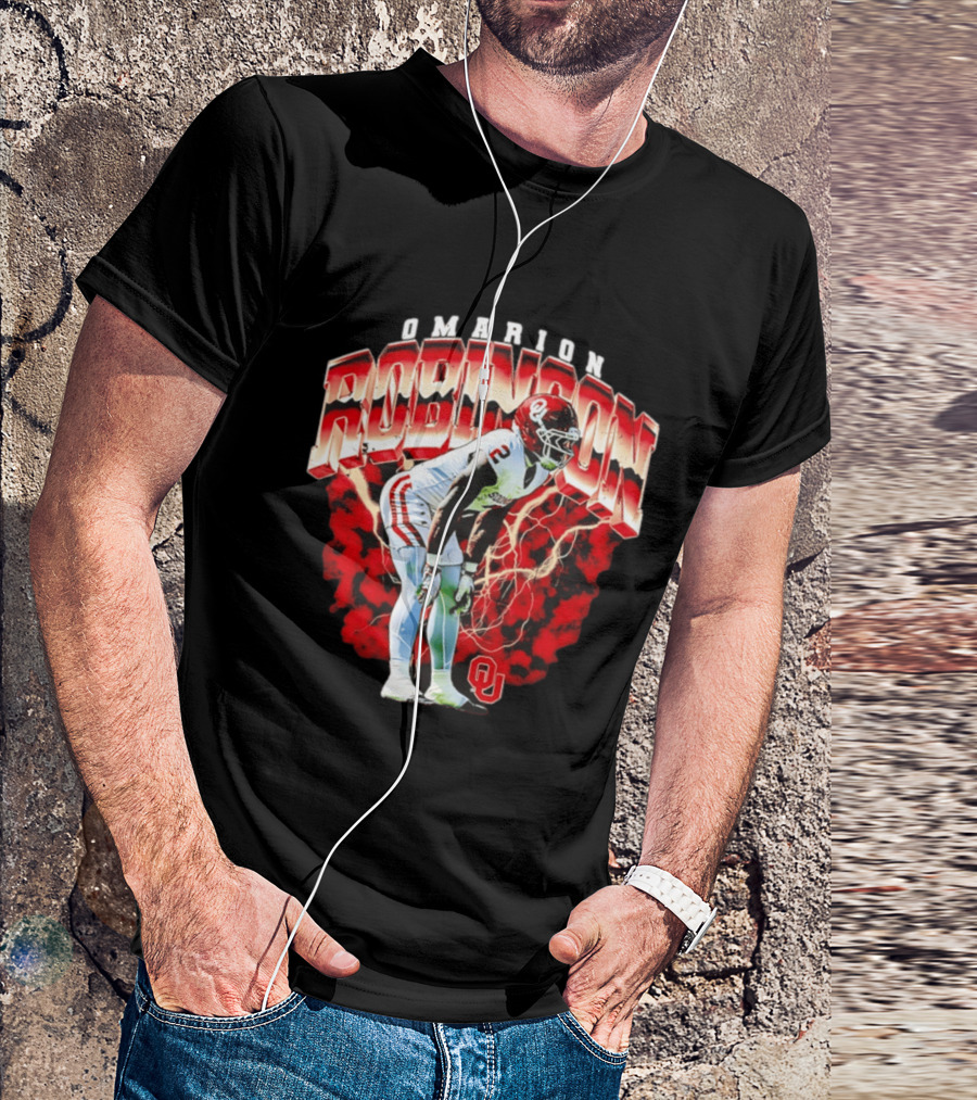 Omarion Robinson Oklahoma Sooners Football Lightning OU T-Shirt