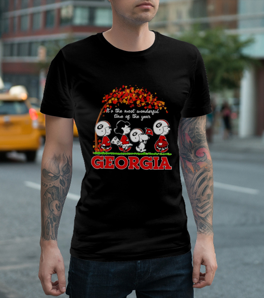 Peanuts Georgia Bulldogs Fall Halloween It's The Most Wonderful Time Of The Year T-Shirt