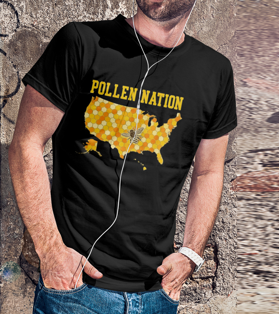 Pollen Nation USA Honeycomb Map Bee T-Shirt