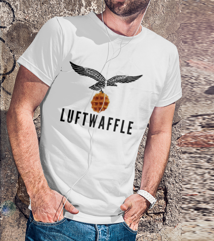 Luftwaffe Eagle Carrying Waffle Pun T-Shirt