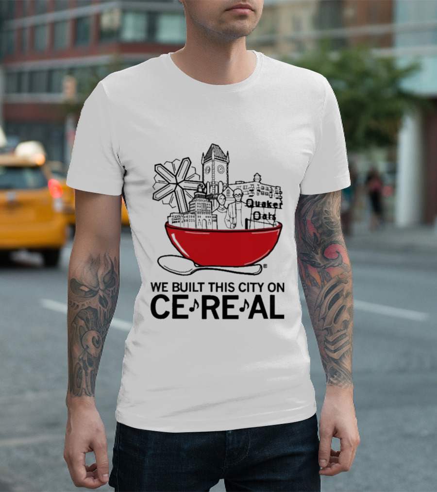 We Built This City On Ce Re Al Red Bowl Skyline T-Shirt