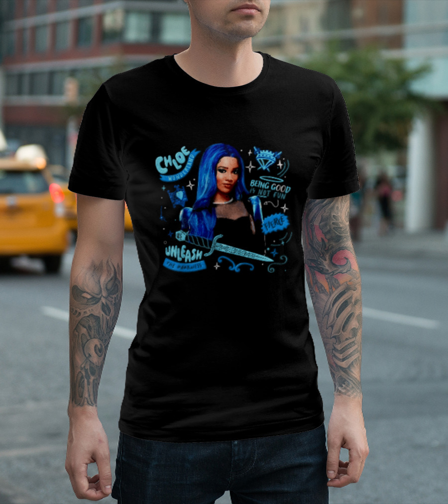 Chloe Wonderland Being Good Is Not Fun Unleash The Darkness Bold Blue Fantasy T-Shirt