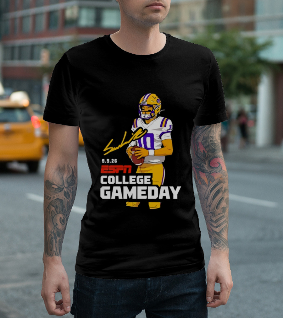 Sam Leavitt 9 3 26 ESPN College Gameday LSU Tigers Football T-Shirt