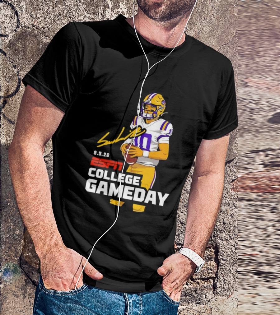 Sam Leavitt 9 3 26 ESPN College Gameday LSU Tigers Football T-Shirt