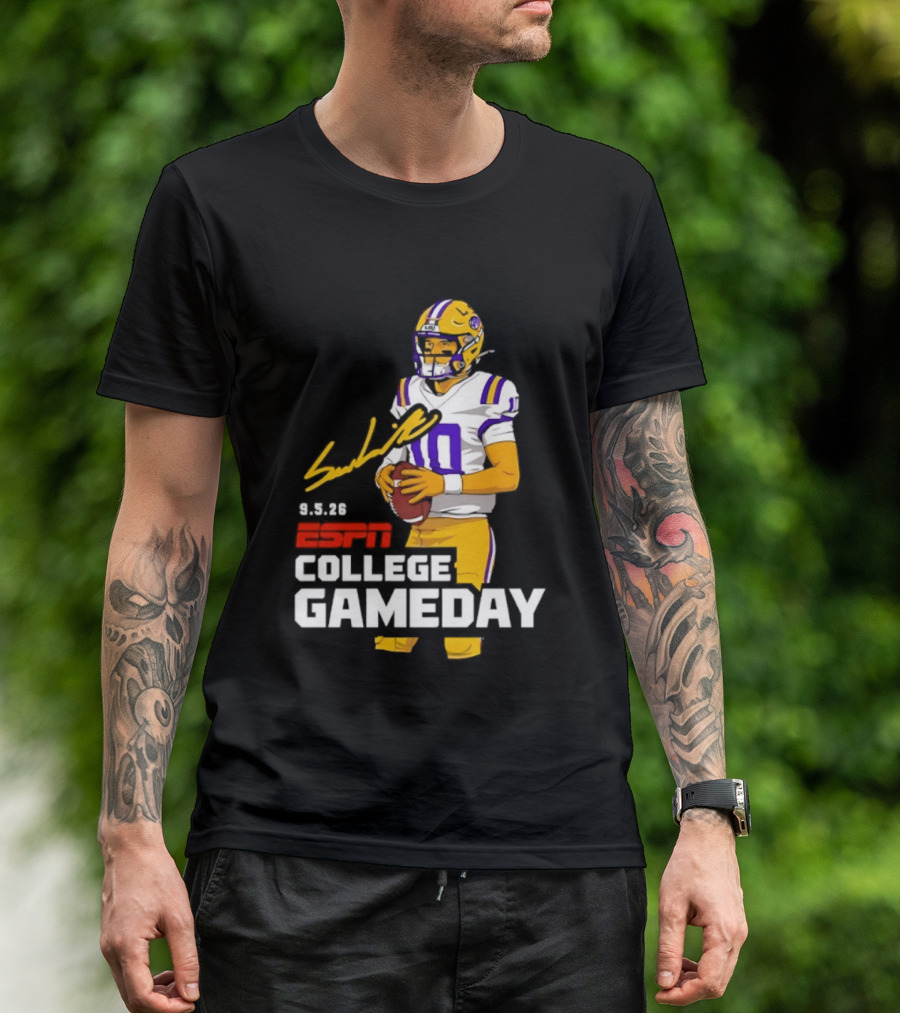 Sam Leavitt 9 3 26 ESPN College Gameday LSU Tigers Football T-Shirt