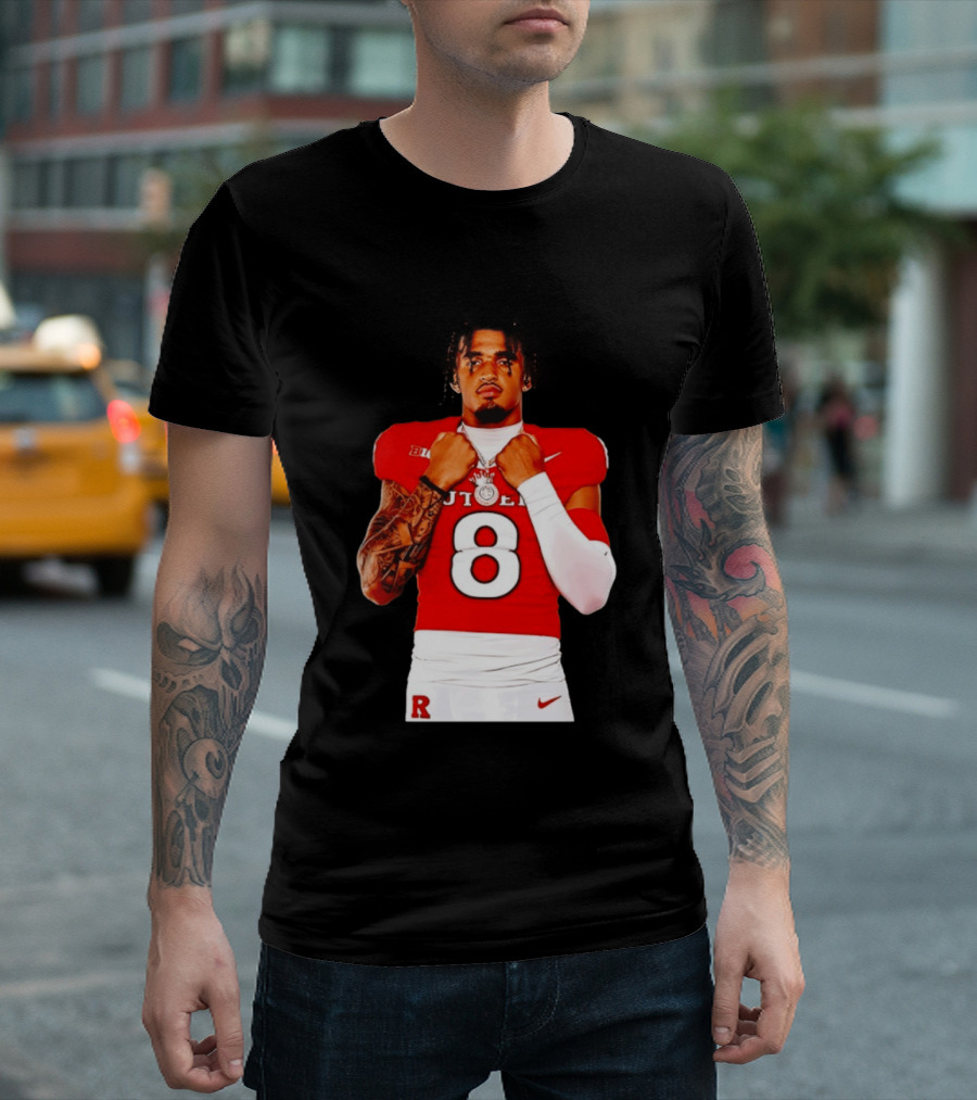 KJ Duff Rutgers Scarlet Knights Football Number 8 NCAA Moment T-Shirt