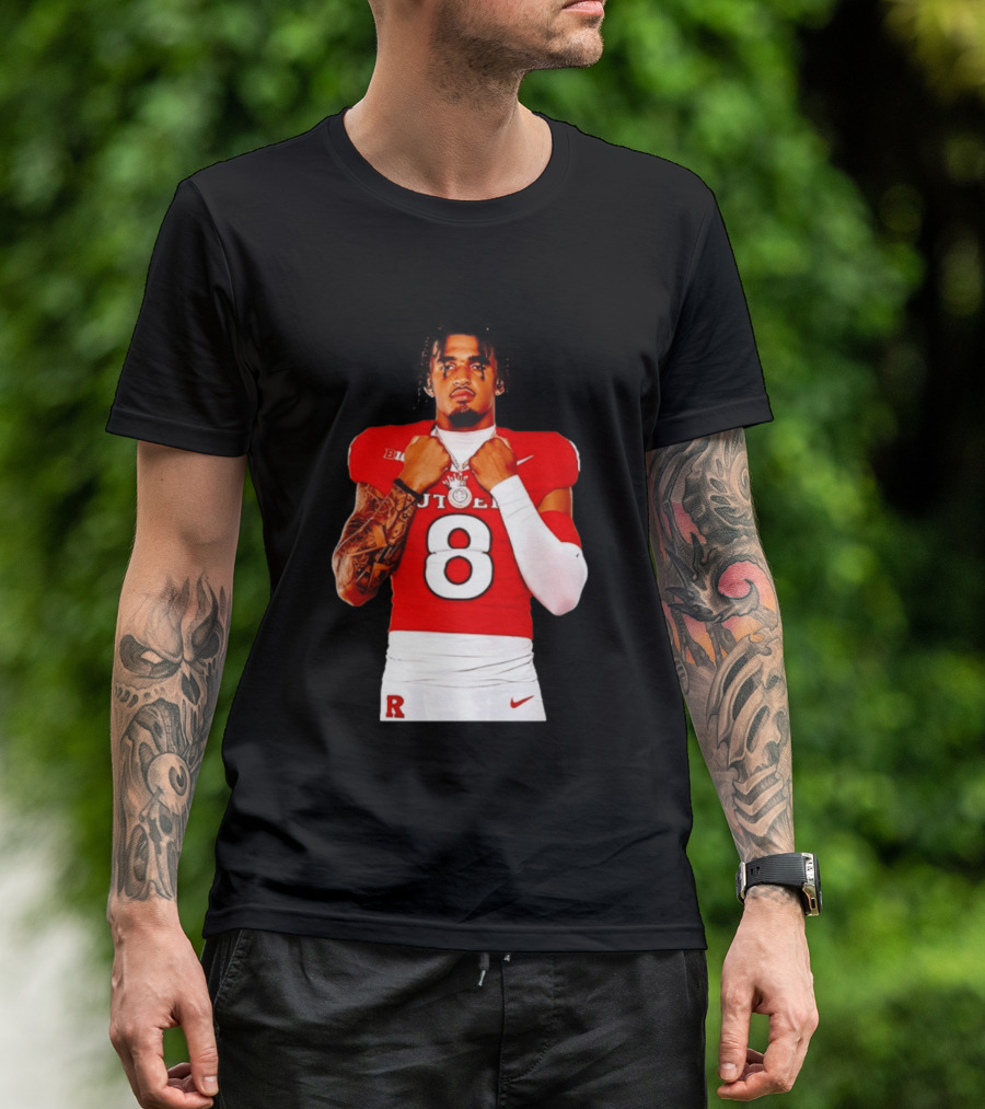KJ Duff Rutgers Scarlet Knights Football Number 8 NCAA Moment T-Shirt