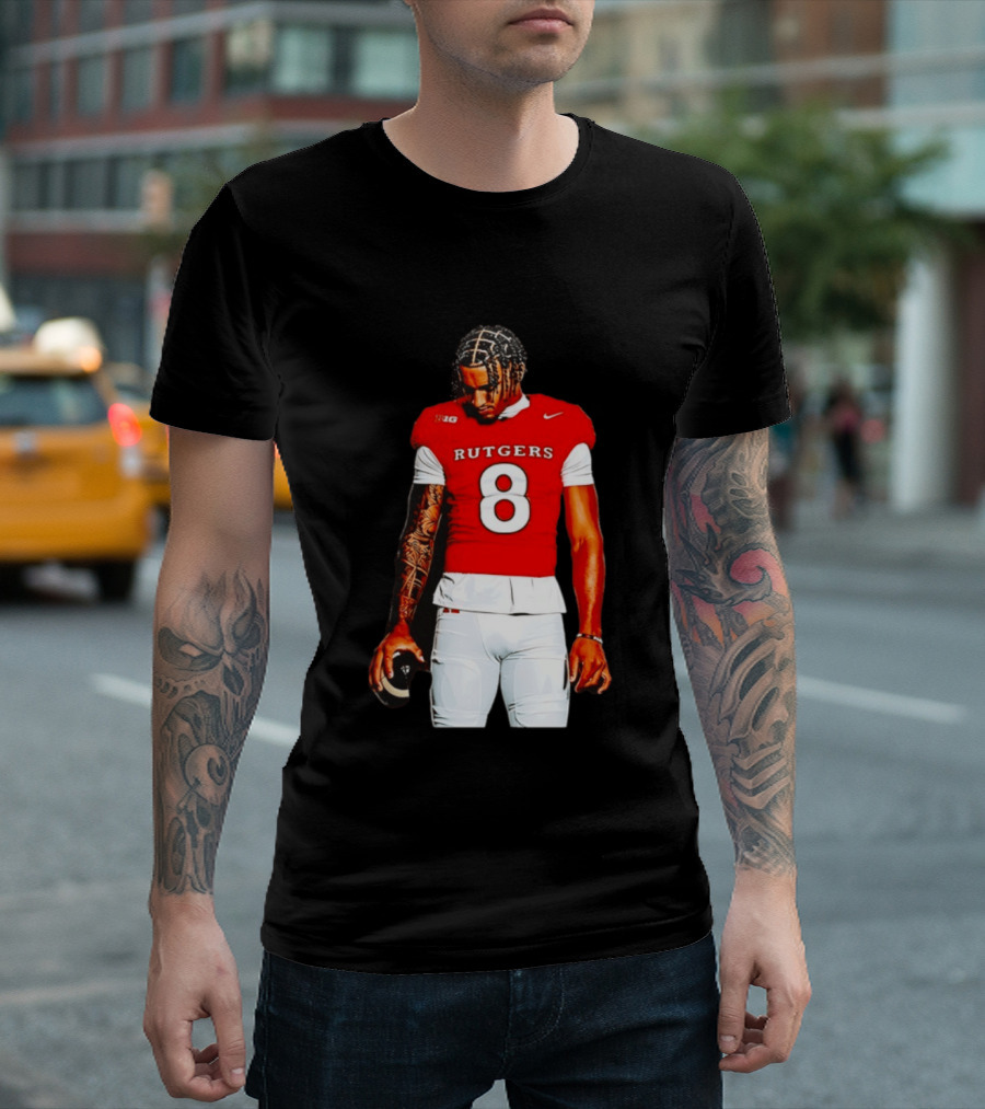 KJ Duff Number 8 Rutgers Scarlet Knights NCAA Football Player Nike Jersey T-Shirt
