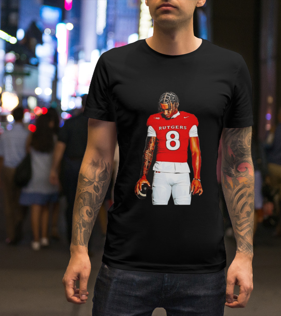 KJ Duff Number 8 Rutgers Scarlet Knights NCAA Football Player Nike Jersey T-Shirt