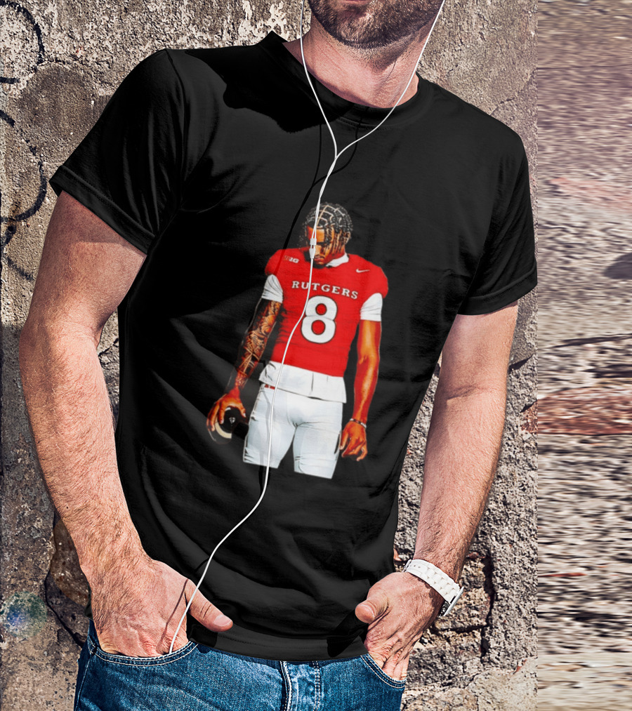 KJ Duff Number 8 Rutgers Scarlet Knights NCAA Football Player Nike Jersey T-Shirt
