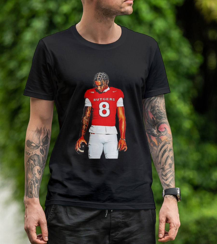 KJ Duff Number 8 Rutgers Scarlet Knights NCAA Football Player Nike Jersey T-Shirt