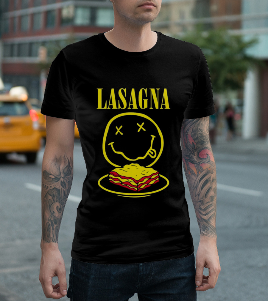 Lasagna Smiley Face Grunge Band Nirvana T-Shirt