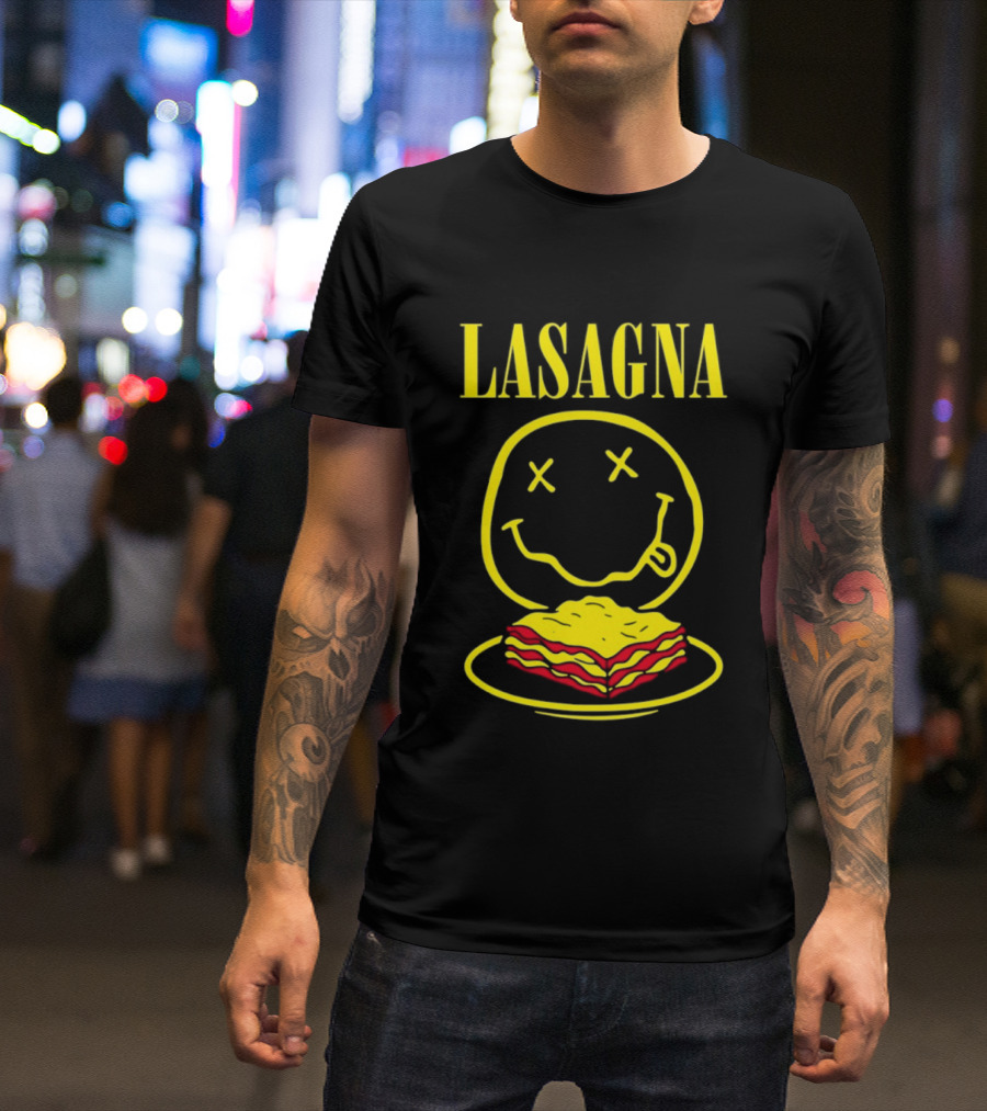 Lasagna Smiley Face Grunge Band Nirvana T-Shirt