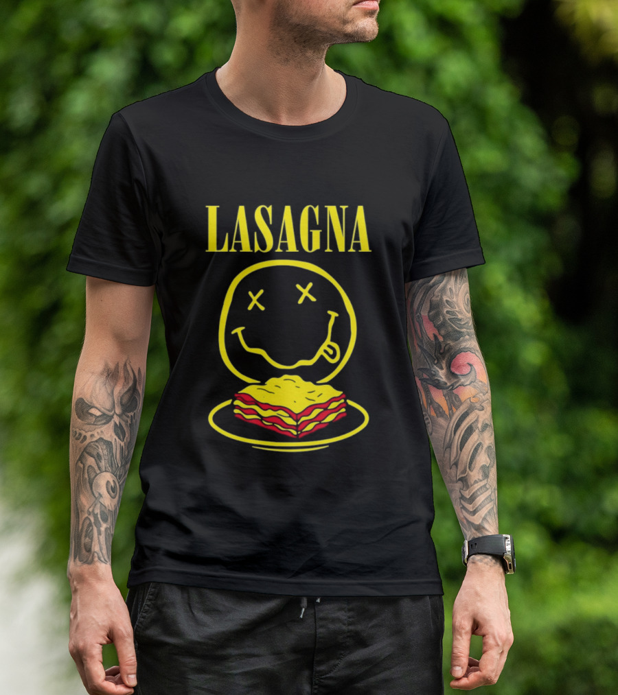 Lasagna Smiley Face Grunge Band Nirvana T-Shirt