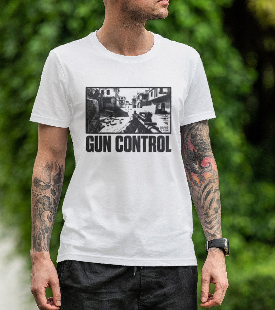Christian Bale Movie Scene Gun Control T-Shirt