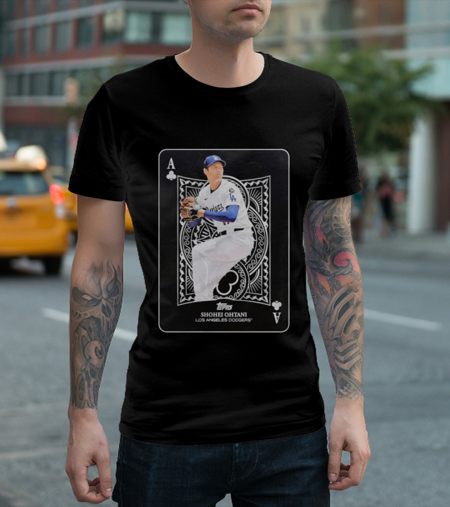 Los Angeles Dodgers Shohei Ohtani Topps Ace Of Clubs T-Shirt