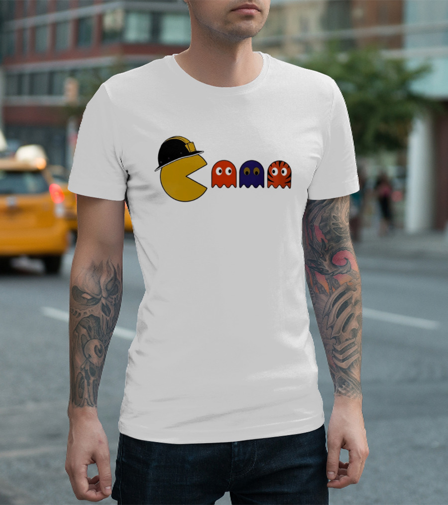 Pacman Hard Hat Ghosts Retro Gaming T-Shirt
