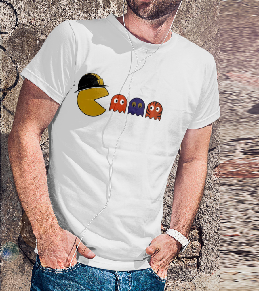 Pacman Hard Hat Ghosts Retro Gaming T-Shirt