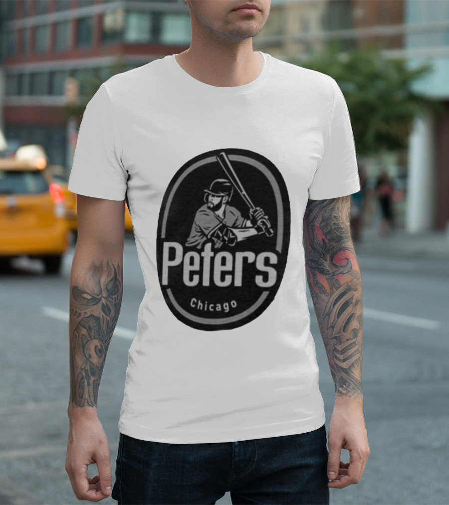 Peters Chicago Baseball Player Illustration White Sox T-Shirt