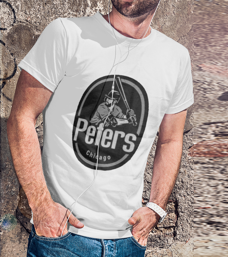 Peters Chicago Baseball Player Illustration White Sox T-Shirt