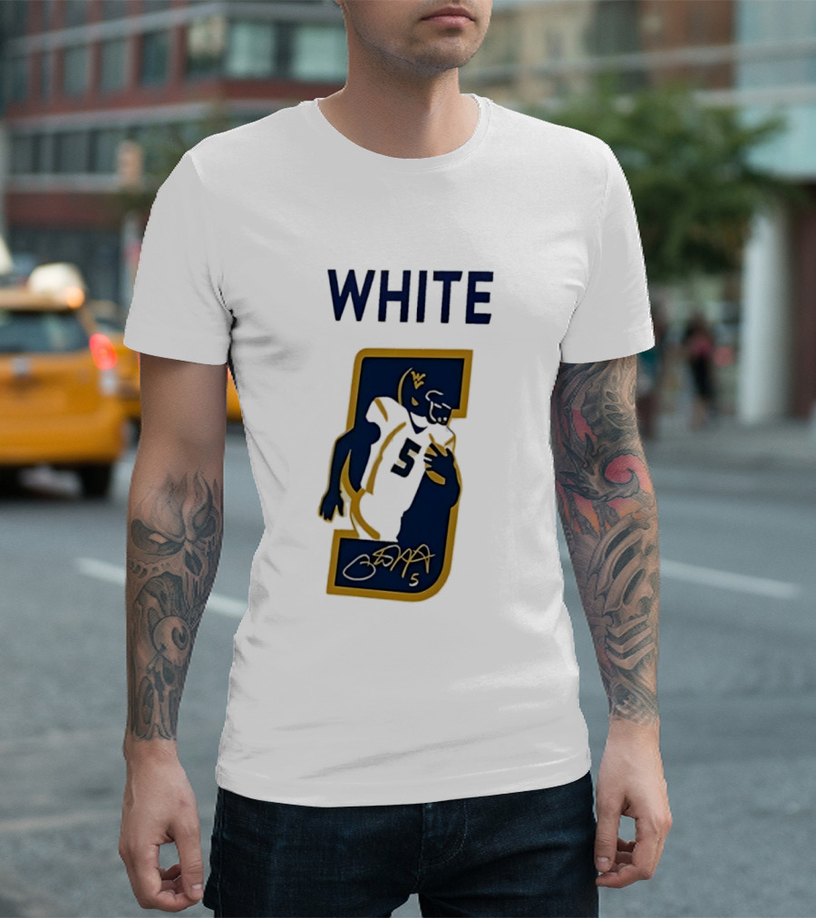 West Virginia Mountaineers Pat White Number 5 Signature 2026 T-Shirt