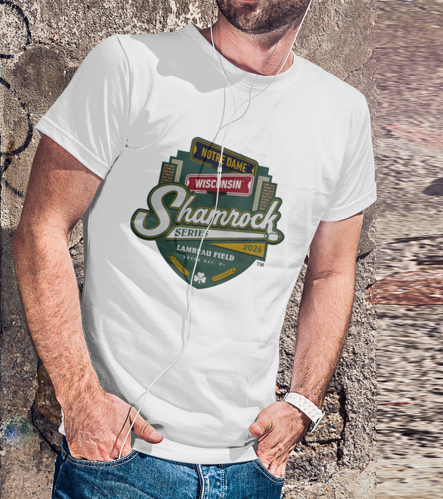 Notre Dame Wisconsin Shamrock Series 2026 Lambeau Field Green Bay WI T-Shirt