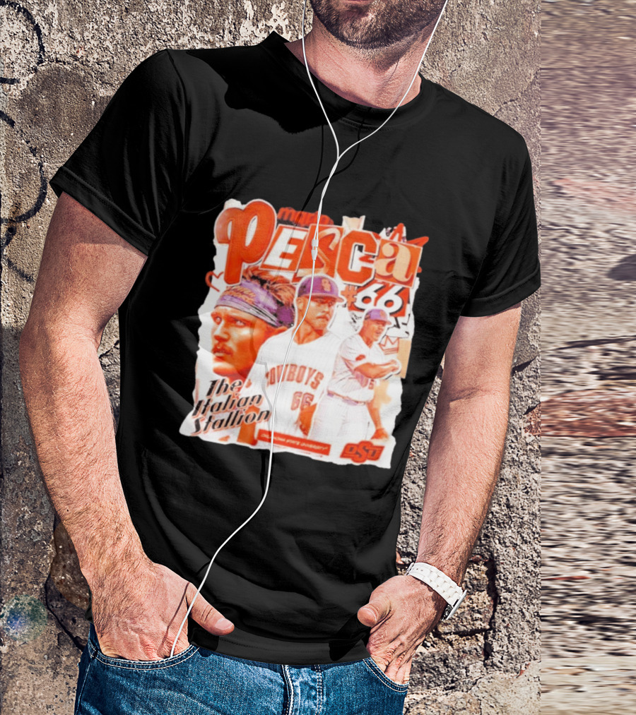 Mario Pesca 66 Oklahoma State Cowboys The Italian Stallion OSU Baseball T-Shirt