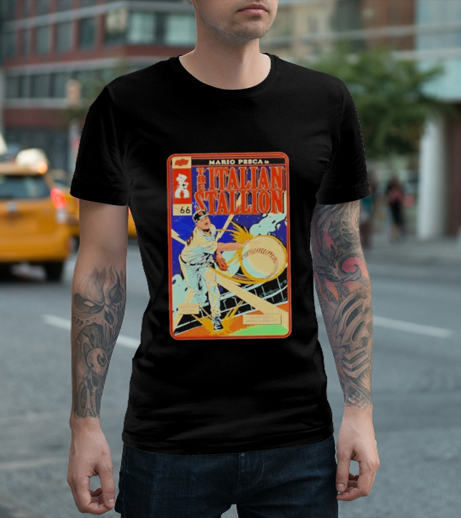 Mario Pesca The Italian Stallion Comic No 66 Oklahoma State Cowboys Baseball T-Shirt