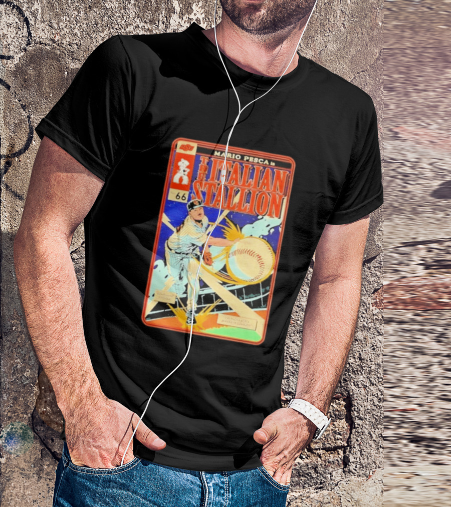 Mario Pesca The Italian Stallion Comic No 66 Oklahoma State Cowboys Baseball T-Shirt