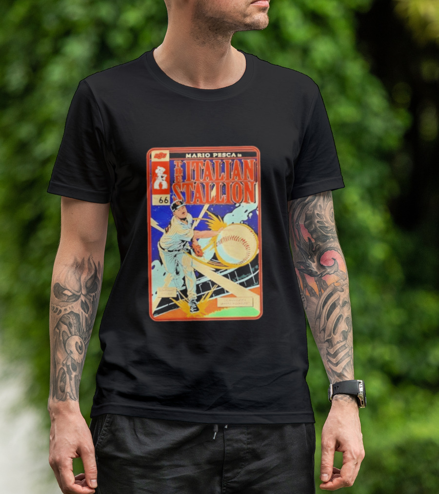 Mario Pesca The Italian Stallion Comic No 66 Oklahoma State Cowboys Baseball T-Shirt