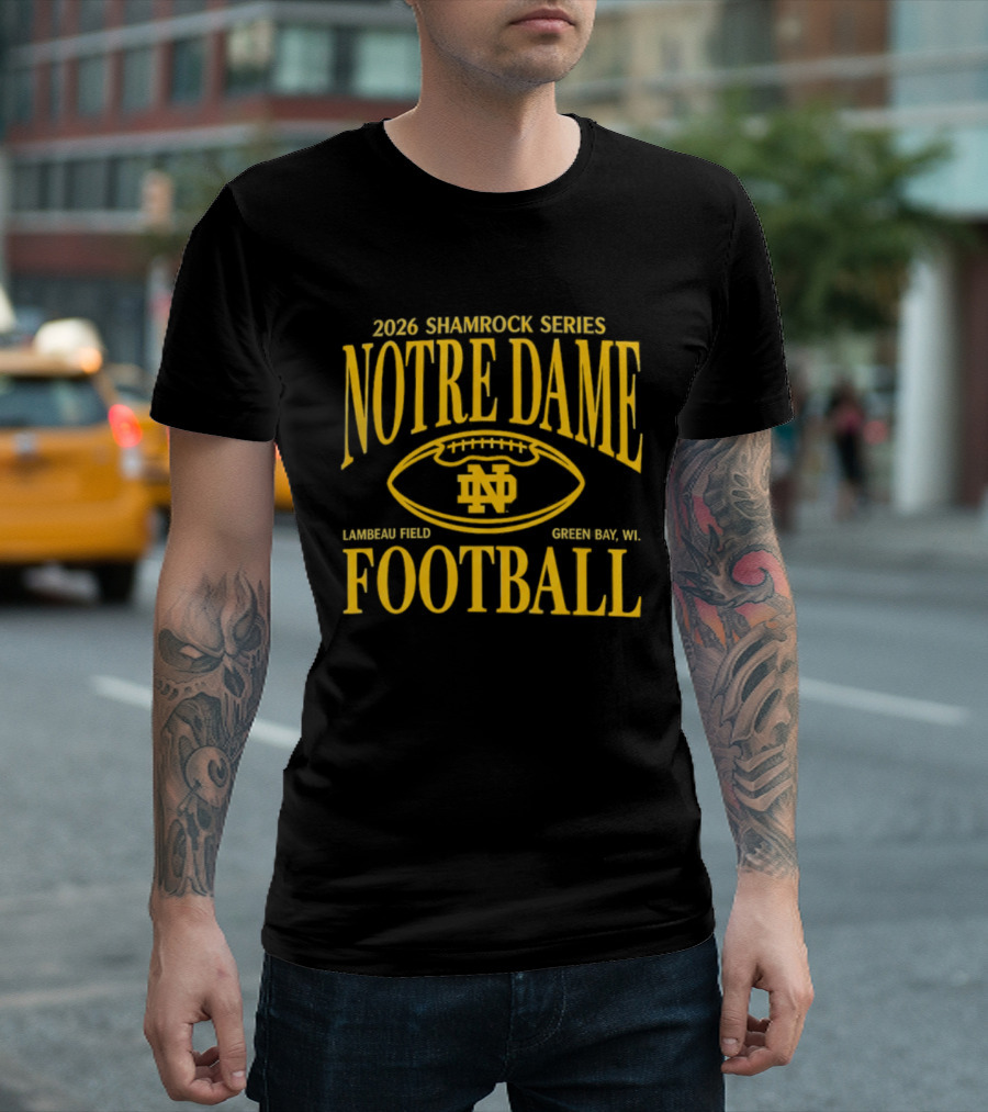 Notre Dame 2026 Shamrock Series Lambeau Field Green Bay WI Football T-Shirt