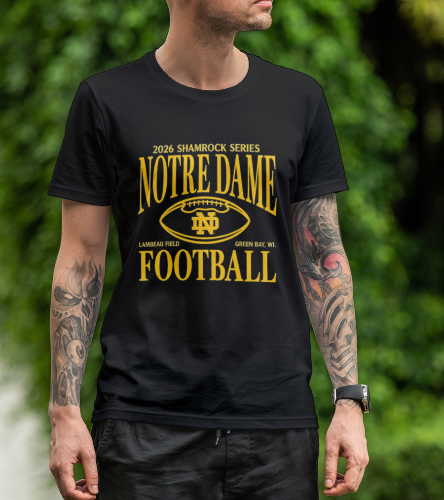 Notre Dame 2026 Shamrock Series Lambeau Field Green Bay WI Football T-Shirt
