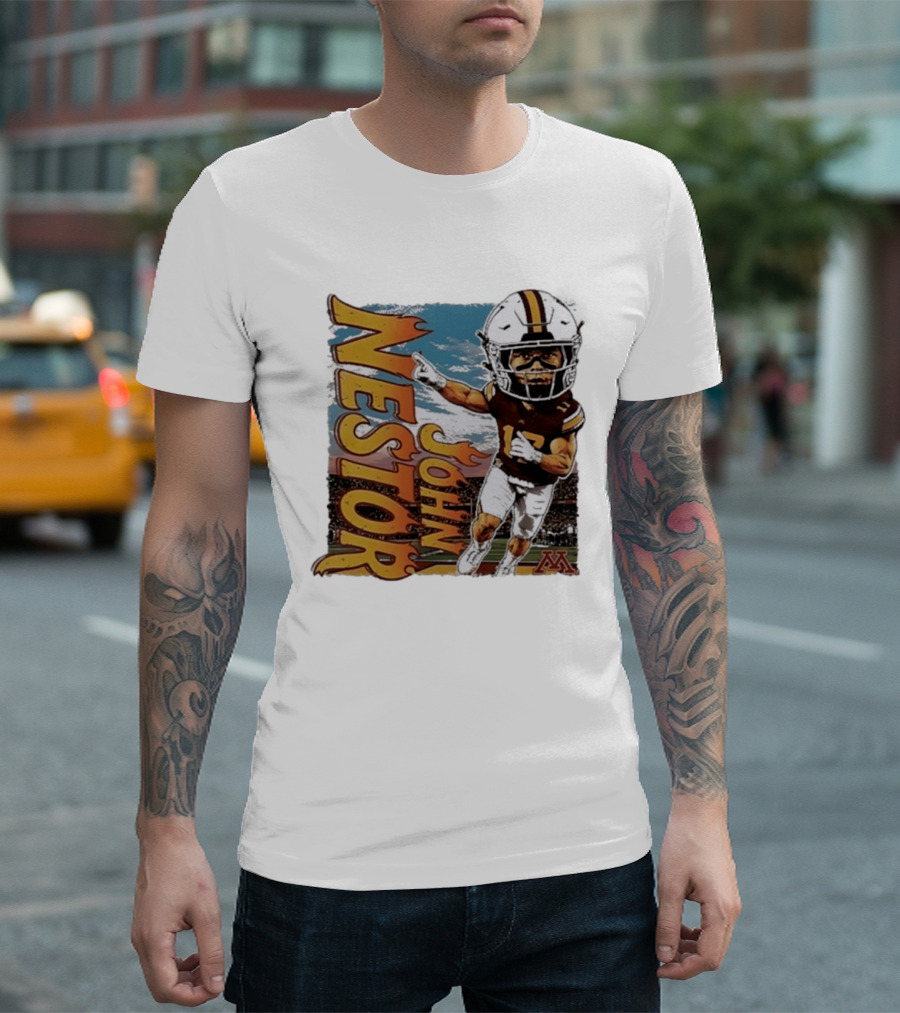 John Nestor Minnesota Golden Gophers Football Player Caricature 17 Football Helmet Minnesota T-Shirt
