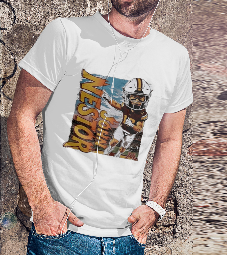 John Nestor Minnesota Golden Gophers Football Player Caricature 17 Football Helmet Minnesota T-Shirt