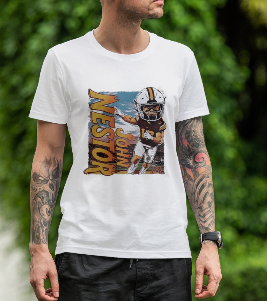 John Nestor Minnesota Golden Gophers Football Player Caricature 17 Football Helmet Minnesota T-Shirt